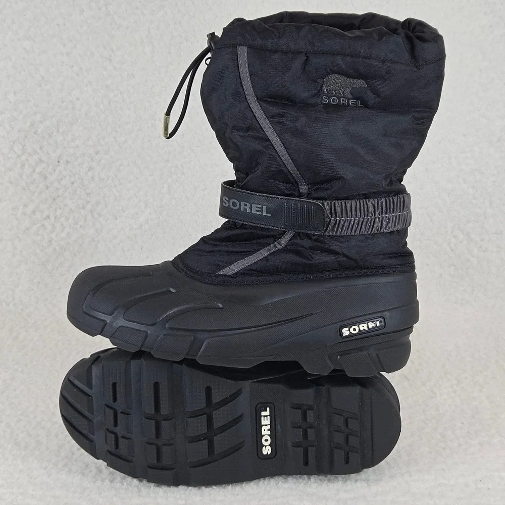 Sorel Kids Flurry Winter Snow Boots Size 6 Waterproof Insulated NY1885-016 Black